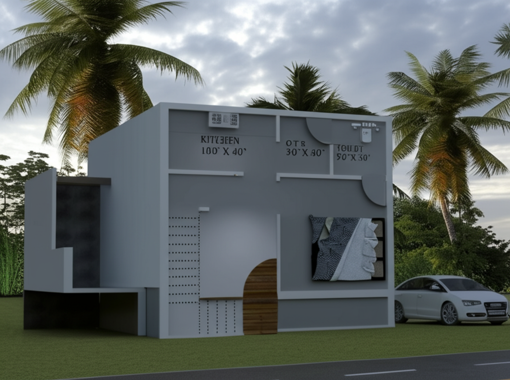 A White and Grey Afternoon Scene with Coconut Trees