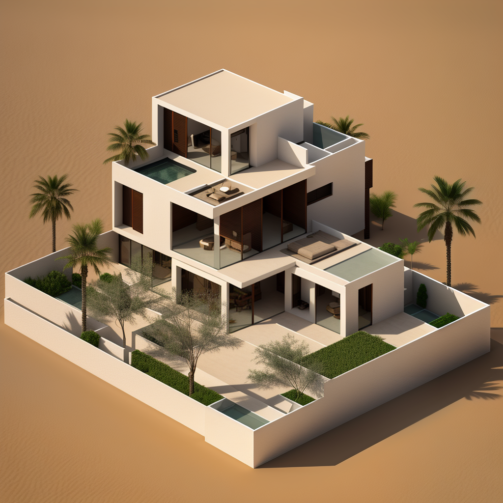 A house with Arabian design in the desert.