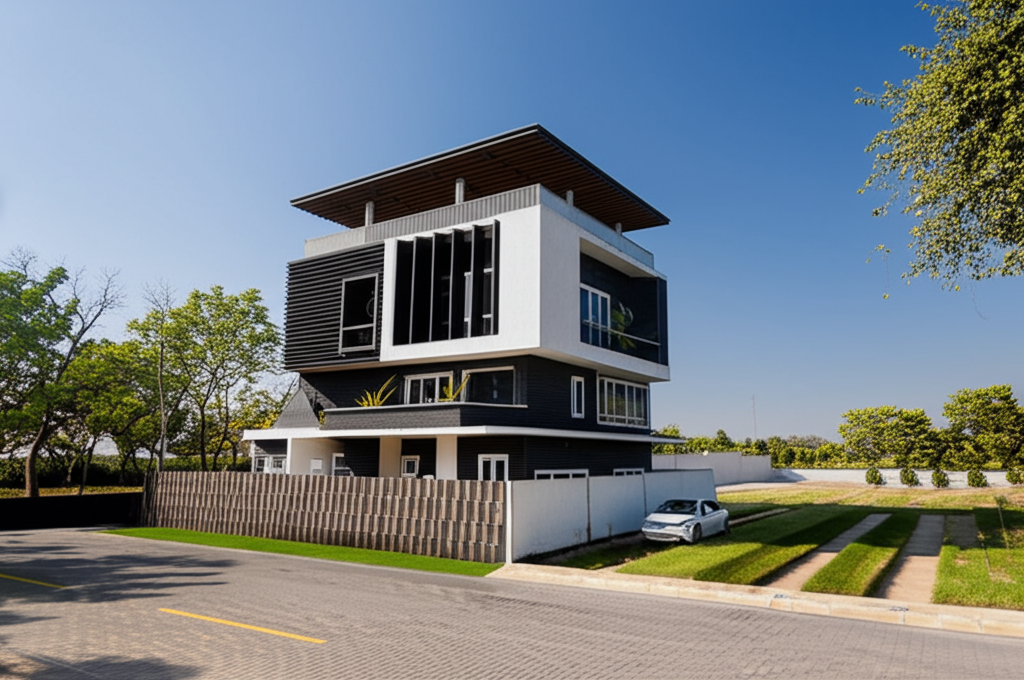 A realistic view with precise lighting and louvers. A realistic view with precise lighting and louvers.