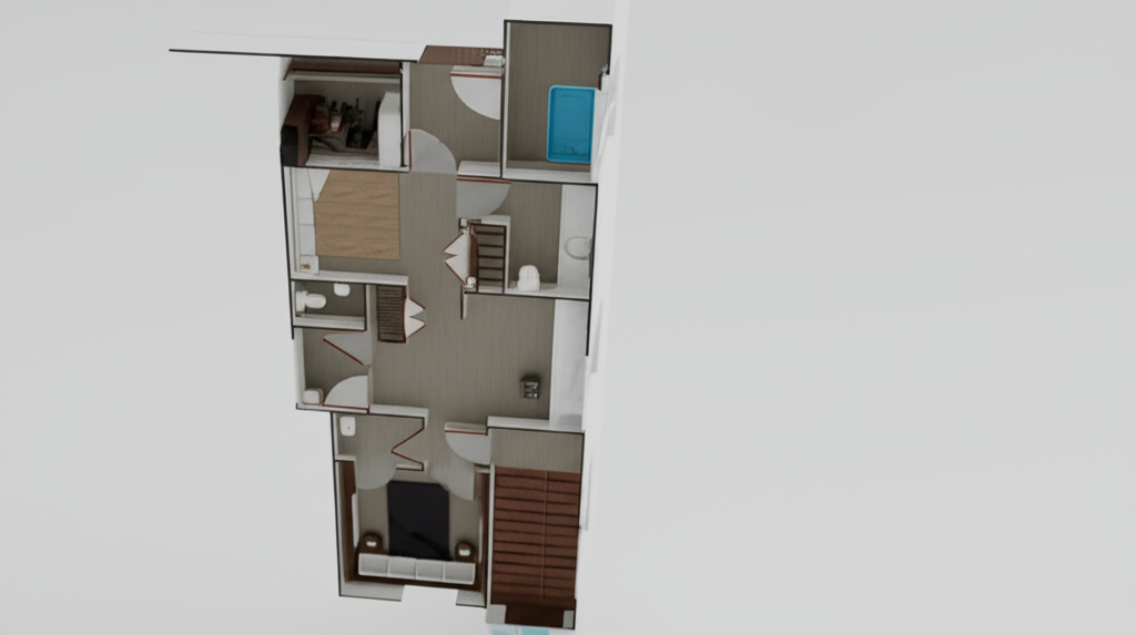 A blueprint of a building floor plan. A blueprint of a building floor plan.