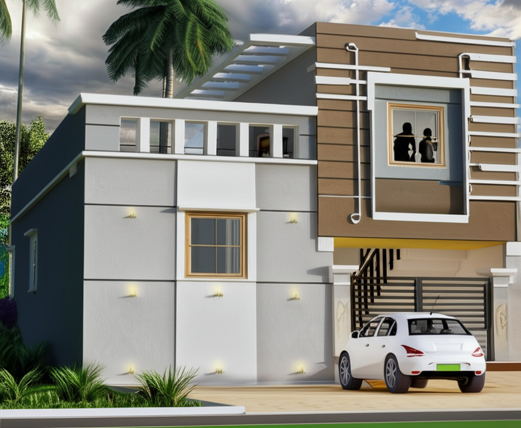 A cozy home with car and nature views.