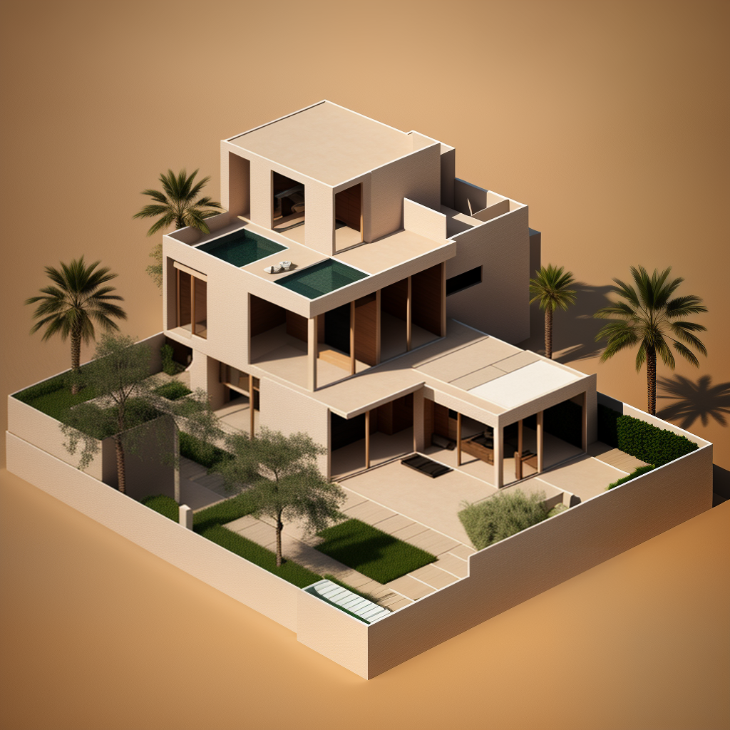 A house with Arabian design in the desert.