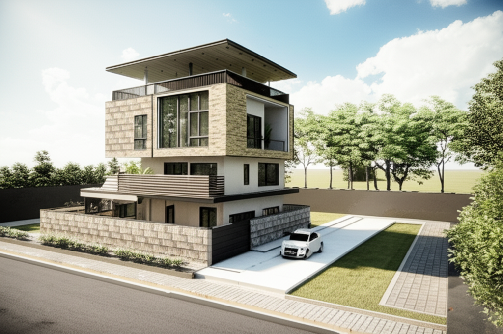 A colorful geometric shape design in 3D perspective.