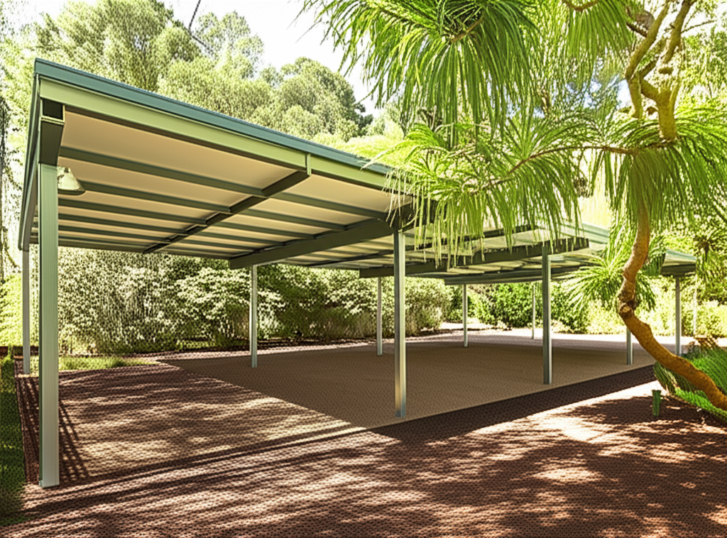 A modern gazebo in a park with plants A modern gazebo in a park with plants