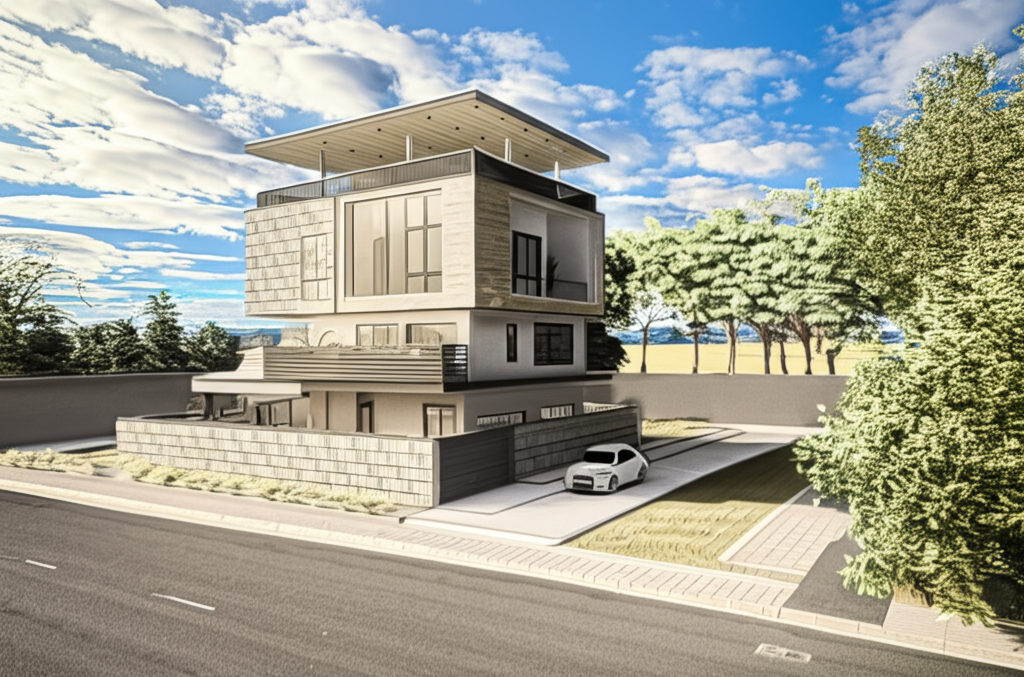 A colorful geometric shape design in 3D perspective.