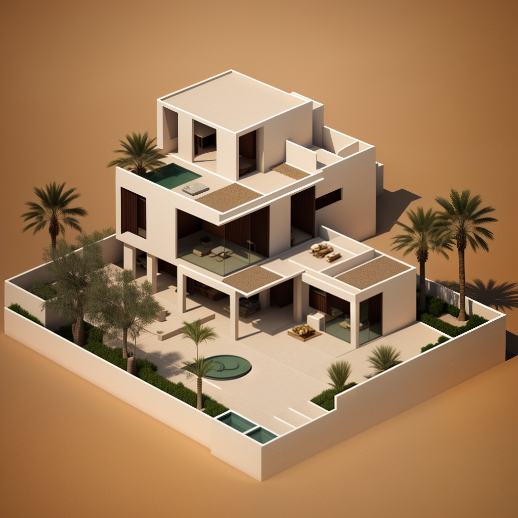 A house with Arabian design in the desert.