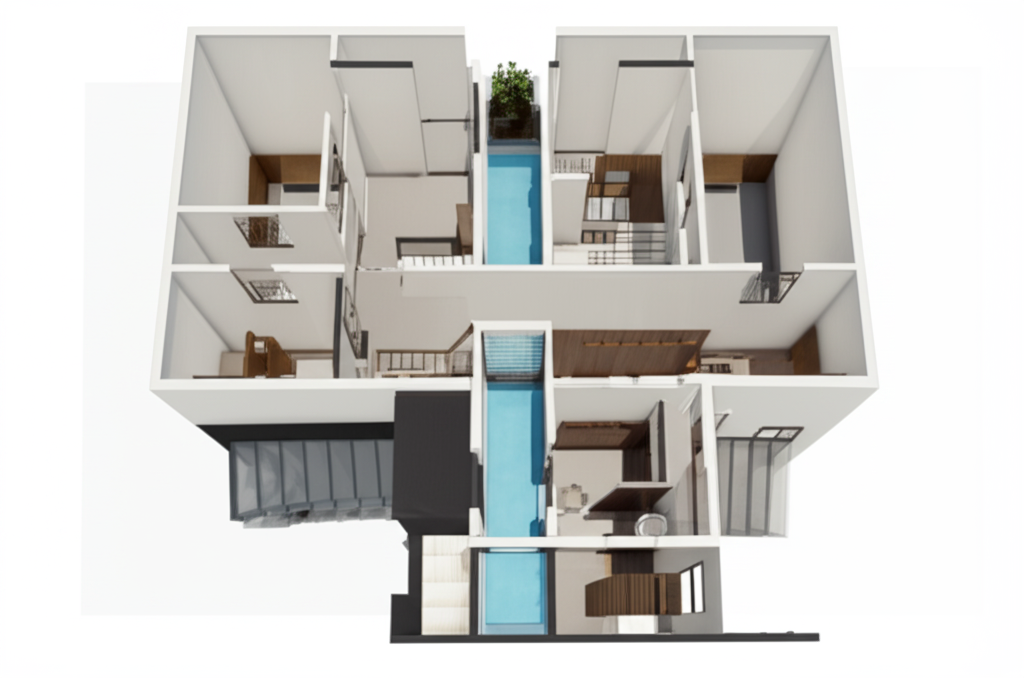 Drawing of rooms in a house layout Drawing of rooms in a house layout