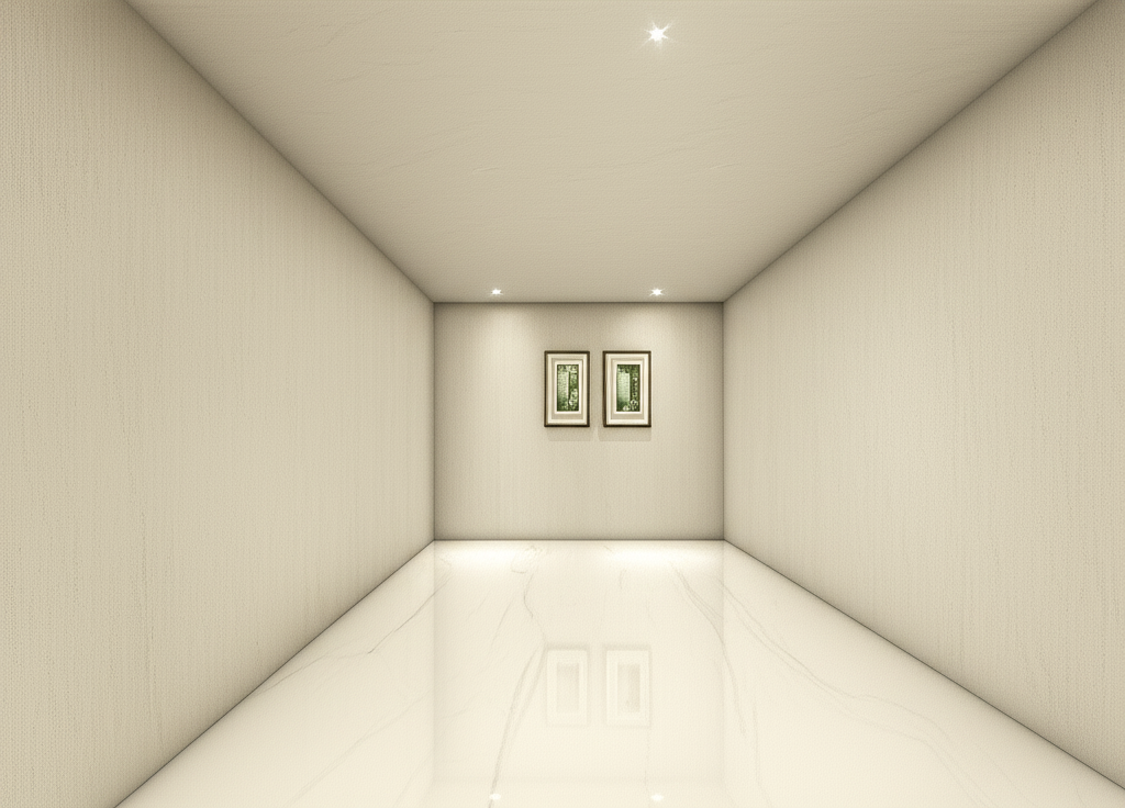 The modern bedroom with marble floor and textured wall. The modern bedroom with marble floor and textured wall.