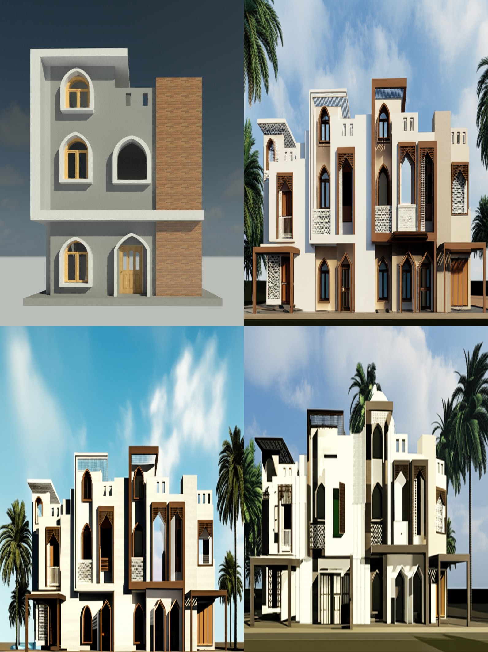 A Modern Arabic House with Coconut Trees. A Modern Arabic House with Coconut Trees.
