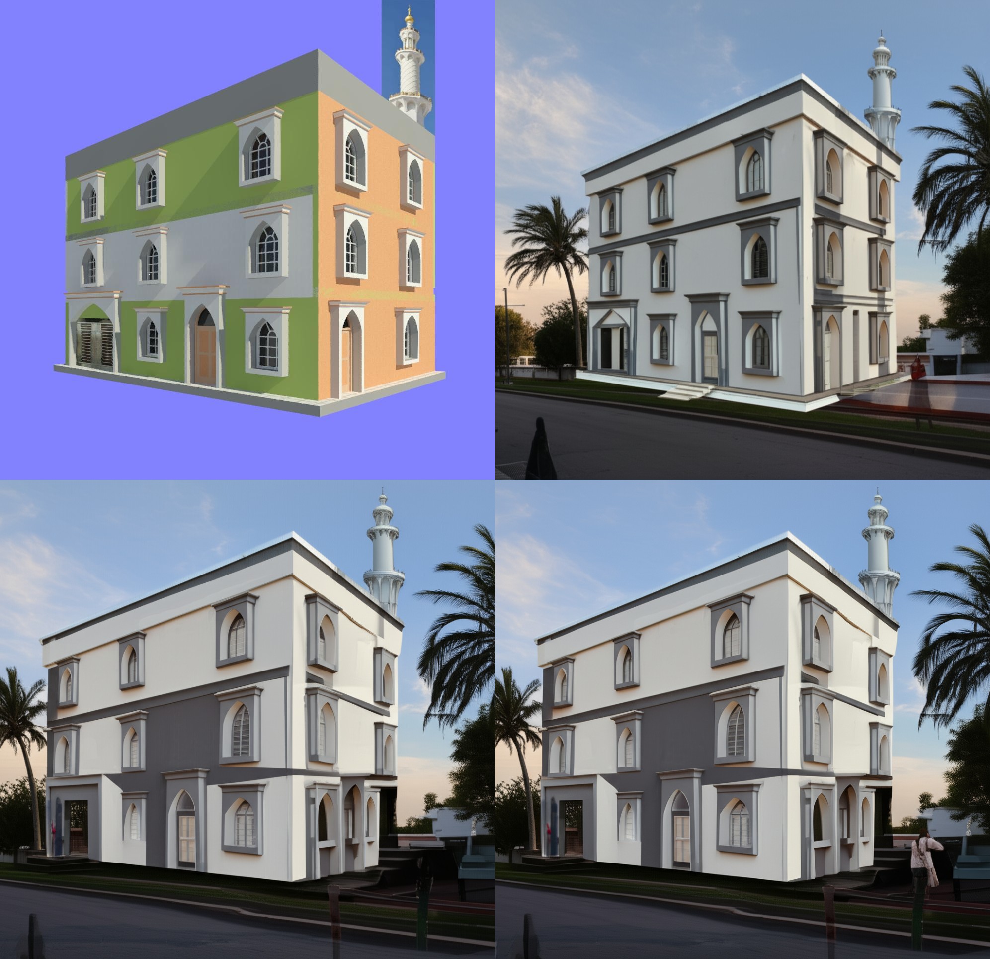 A modern Islamic building under the cloudy sky. A modern Islamic building under the cloudy sky.